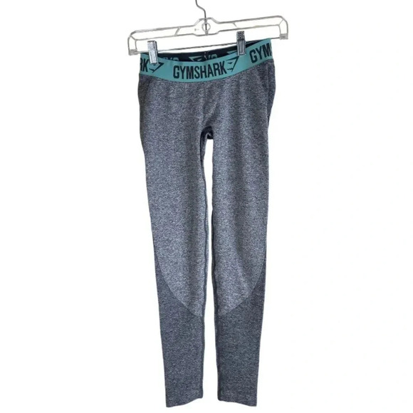 Gymshark Grey Flex with Teal Band Workout Leggings - Picture 1 of 9